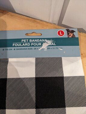 Greenbrier Kennel Club (GKC) NWT Pet Bandana - Black Check Sz L